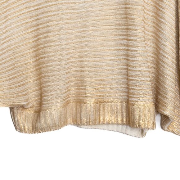 Alberto Malaki Size XL Gold & Cream Knit Loose-Fit Womens Poncho Sweater - Picture 4 of 8